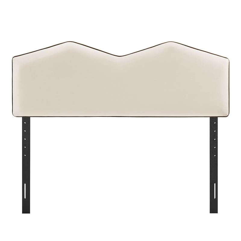 Cosette Performance Velvet Queen Size Headboard in Alabaster