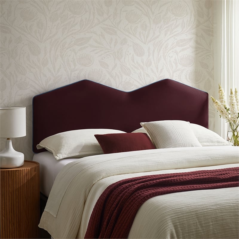 Cosette Performance Velvet Full Size Headboard in Mulberry