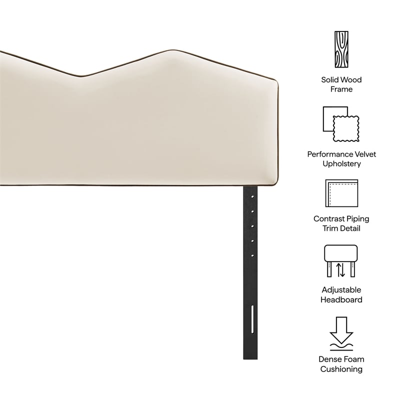 Cosette Performance Velvet Full Size Headboard in Alabaster