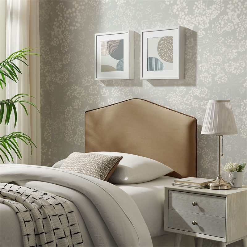 Cosette Performance Velvet Twin Size Headboard in Taupe