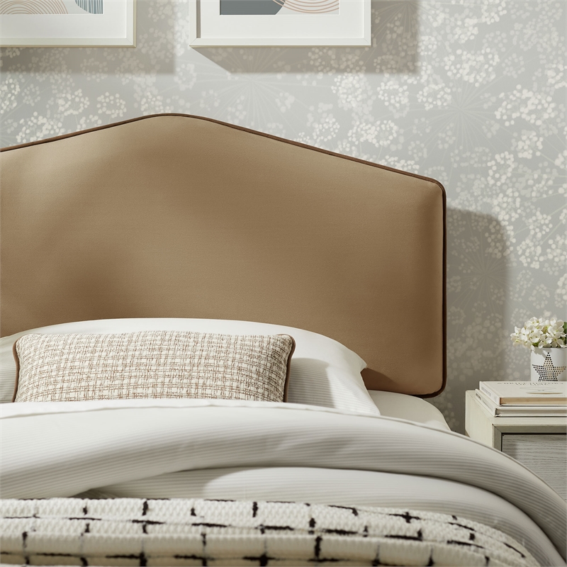 Cosette Performance Velvet Twin Size Headboard in Taupe