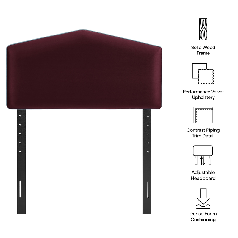 Cosette Performance Velvet Twin Size Headboard in Mulberry