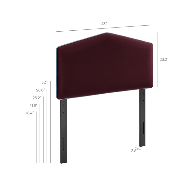 Cosette Performance Velvet Twin Size Headboard in Mulberry