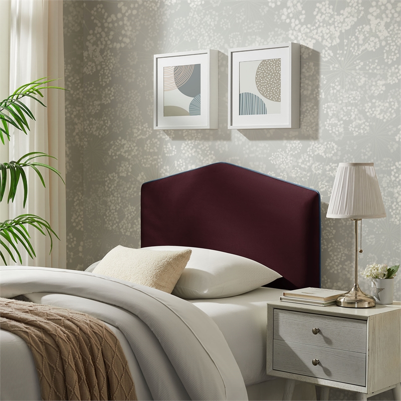Cosette Performance Velvet Twin Size Headboard in Mulberry