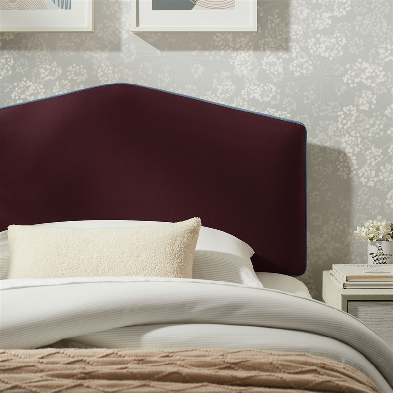 Cosette Performance Velvet Twin Size Headboard in Mulberry