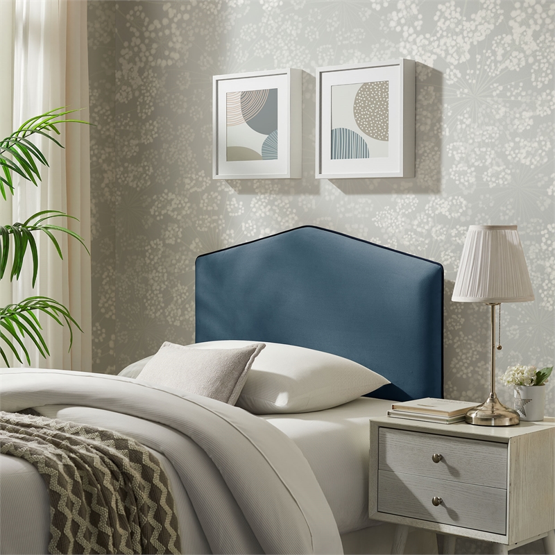 Cosette Performance Velvet Twin Size Headboard in Cadet Blue