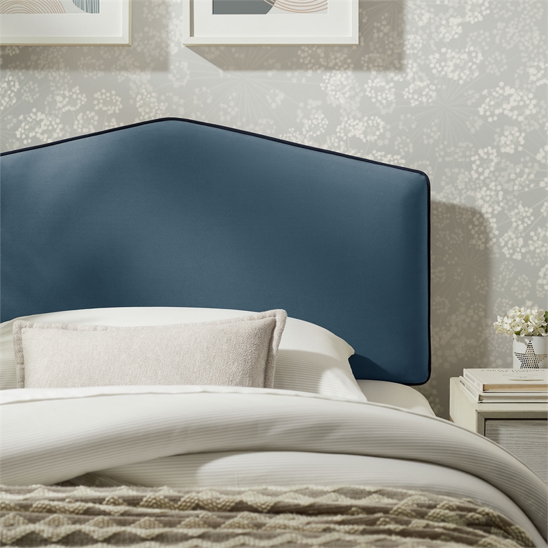 Cosette Performance Velvet Twin Size Headboard in Cadet Blue
