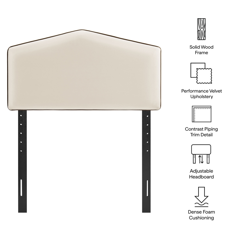 Cosette Performance Velvet Twin Size Headboard in Alabaster