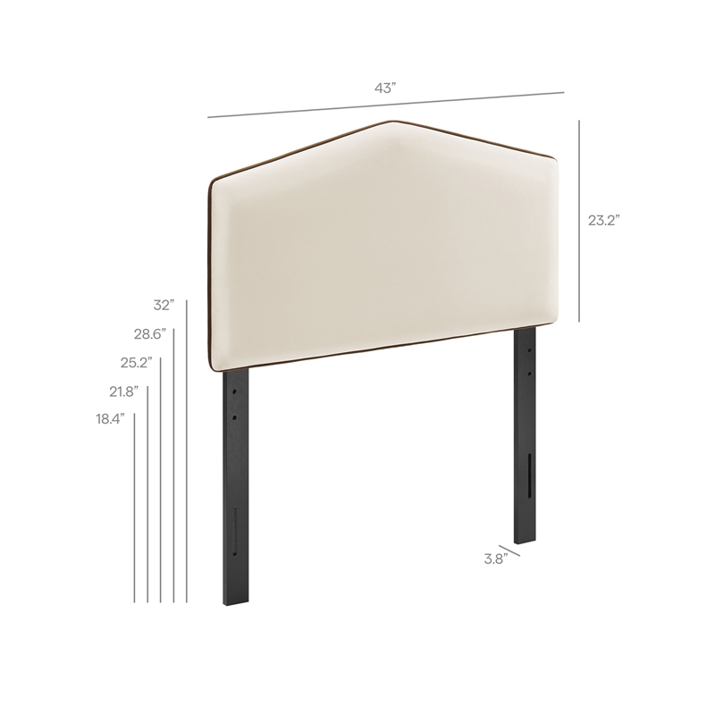 Cosette Performance Velvet Twin Size Headboard in Alabaster