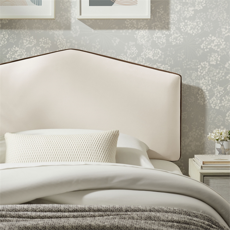 Cosette Performance Velvet Twin Size Headboard in Alabaster