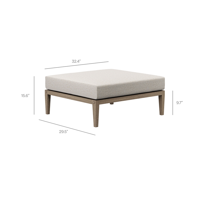 Northlake Outdoor Teak Ottoman in Pebble