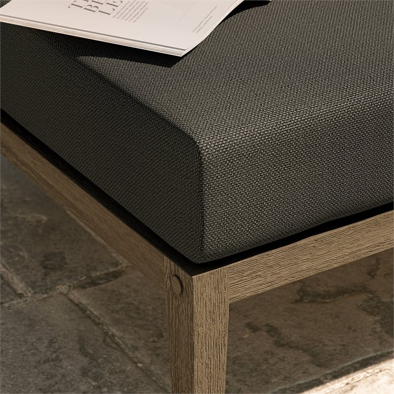 Northlake Outdoor Teak Ottoman in Flint Gray