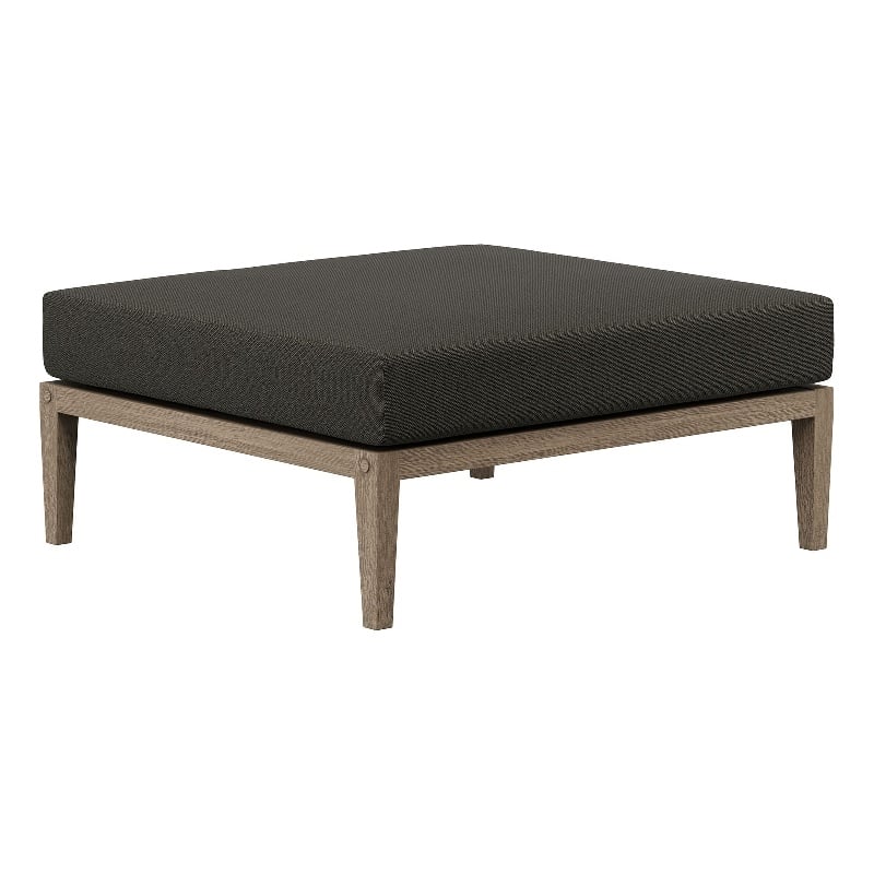 Northlake Outdoor Teak Ottoman in Flint Gray