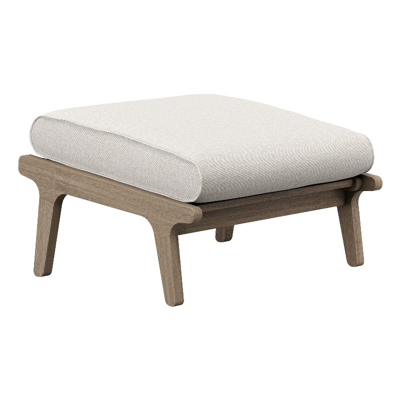 Saratoga Outdoor Teak Ottoman in Pebble