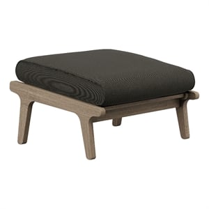 Saratoga Outdoor Teak Ottoman in Flint Gray