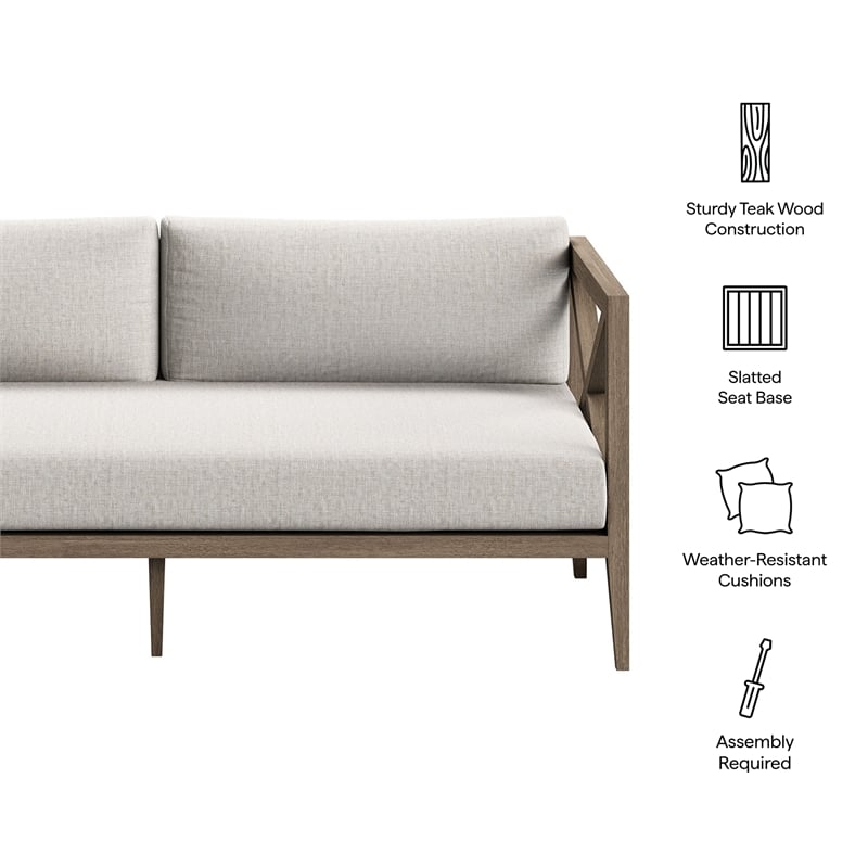 Northlake Outdoor Teak Loveseat in Pebble