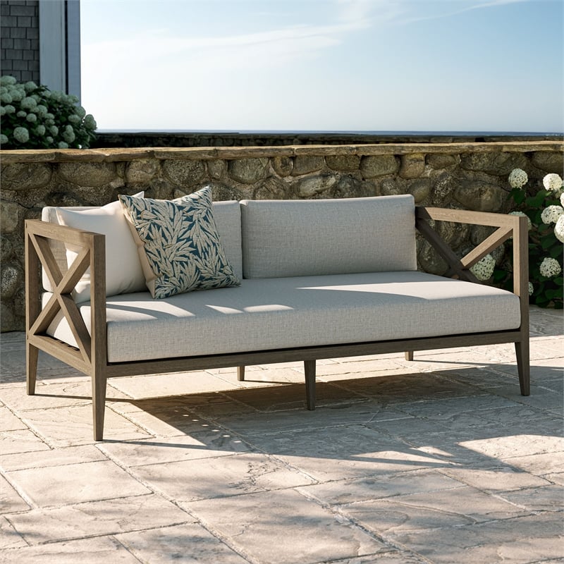 Northlake Outdoor Teak Loveseat in Pebble