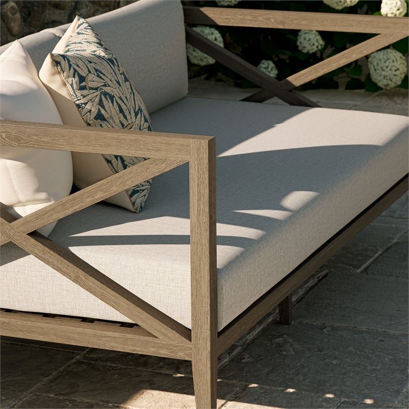 Northlake Outdoor Teak Loveseat in Pebble