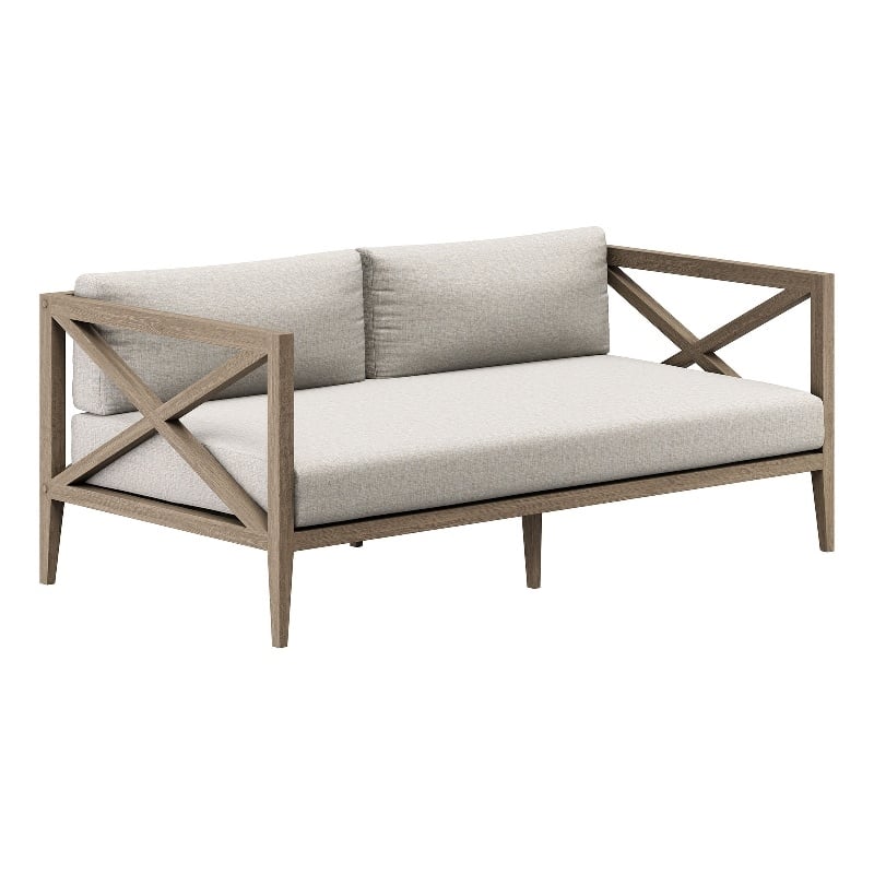 Northlake Outdoor Teak Loveseat in Pebble