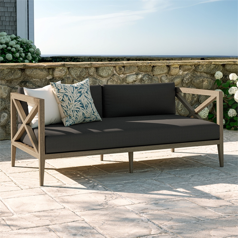 Northlake Outdoor Teak Loveseat in Flint Gray