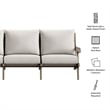 Modway Saratoga Outdoor Teak Wood Slatted Patio Sofa in Pebble
