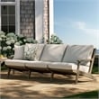 Modway Saratoga Outdoor Teak Wood Slatted Patio Sofa in Pebble