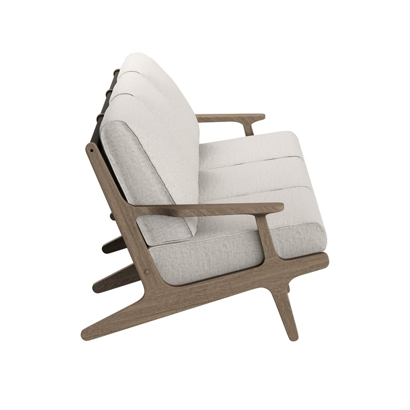 Modway Saratoga Outdoor Teak Wood Slatted Patio Sofa in Pebble