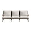 Modway Saratoga Outdoor Teak Wood Slatted Patio Sofa in Pebble