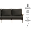 Modway Saratoga Outdoor Teak Wood Slatted Sofa in Flint Gray