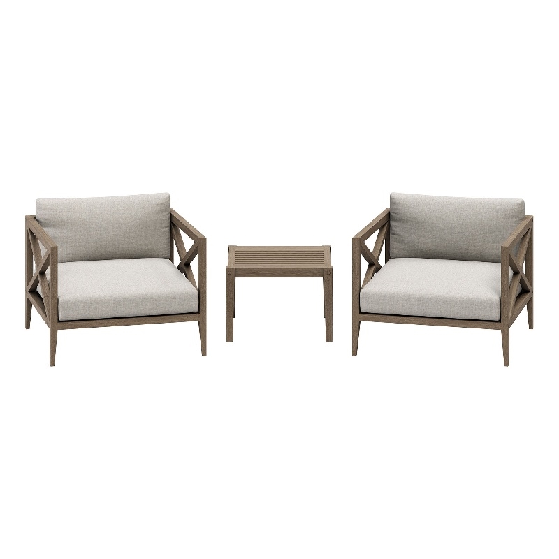 Northlake 3-Piece Outdoor Teak Wood Furniture Set with Armchair and Side Table