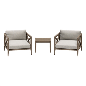 Northlake 3-Piece Outdoor Teak Wood Furniture Set with Armchair and Side Table