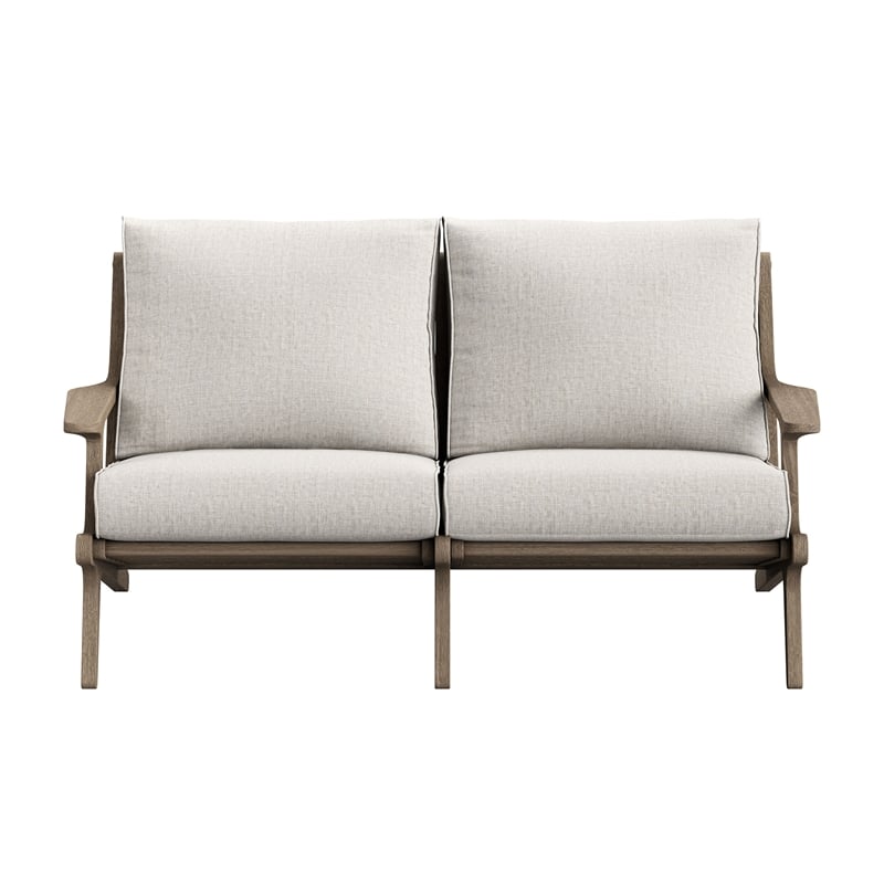 Saratoga Outdoor Teak Wood Loveseat in Pebble