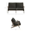 Saratoga Outdoor Teak Wood Loveseat in Flint Gray