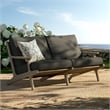 Saratoga Outdoor Teak Wood Loveseat in Flint Gray