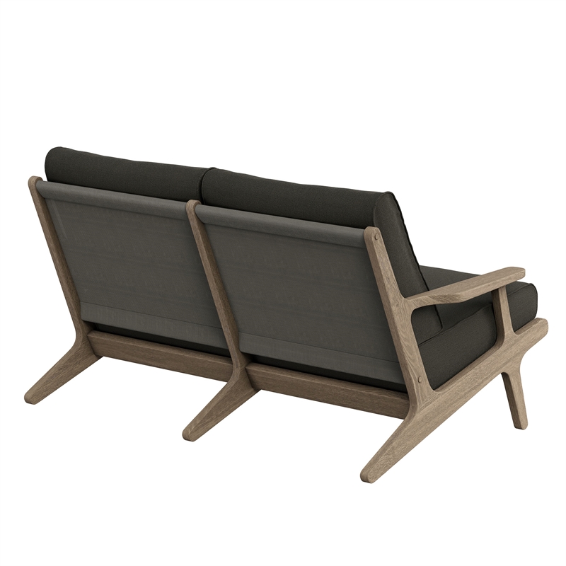 Saratoga Outdoor Teak Wood Loveseat in Flint Gray