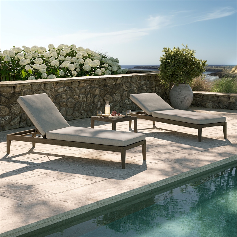 Northlake 3-Piece Patio Teak Furniture Set with Chaise Lounges and Side Table