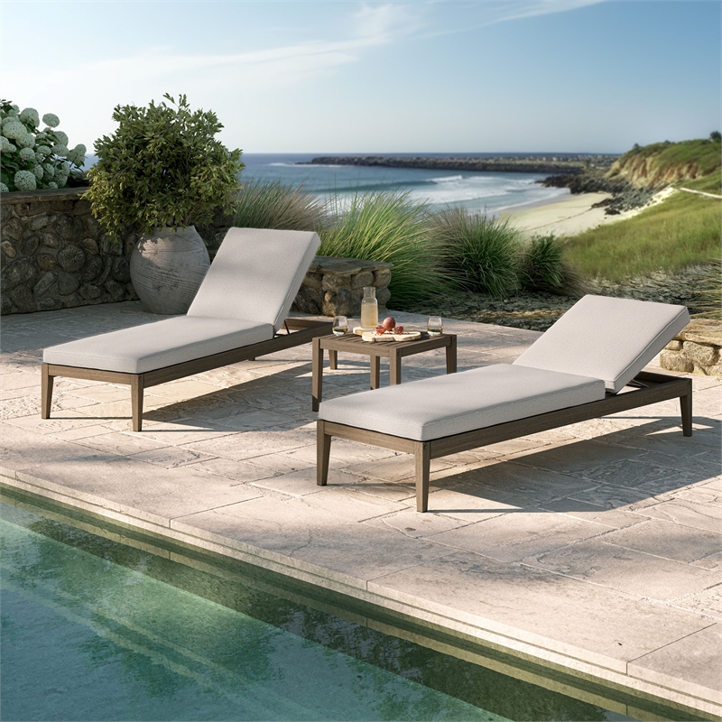 Northlake 3-Piece Patio Teak Furniture Set with Chaise Lounges and Side Table
