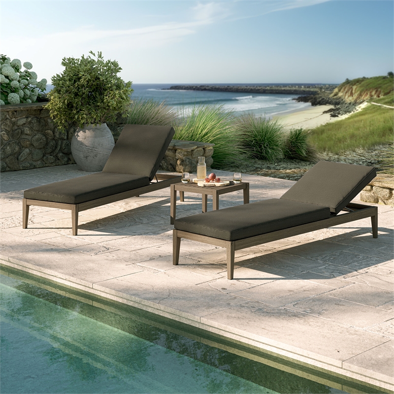 Northlake 3-Piece Patio Teak Furniture Set with Chaise Lounges and Side Table