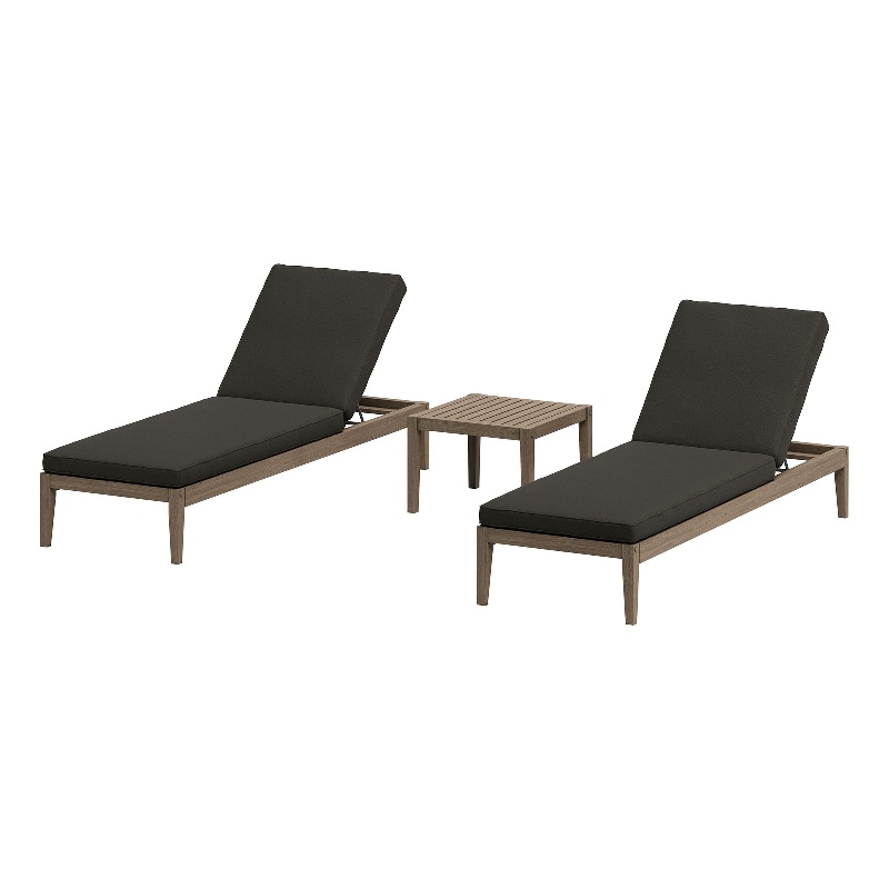 Northlake 3-Piece Patio Teak Furniture Set with Chaise Lounges and Side Table