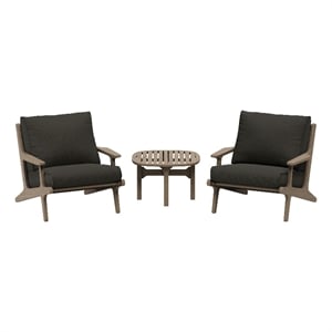 Modway Saratoga 3-PC Patio Teak Wood Furniture Set with Lounge Chairs/Side Table