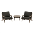 Modway Saratoga 3-PC Patio Teak Wood Furniture Set with Lounge Chairs/Side Table