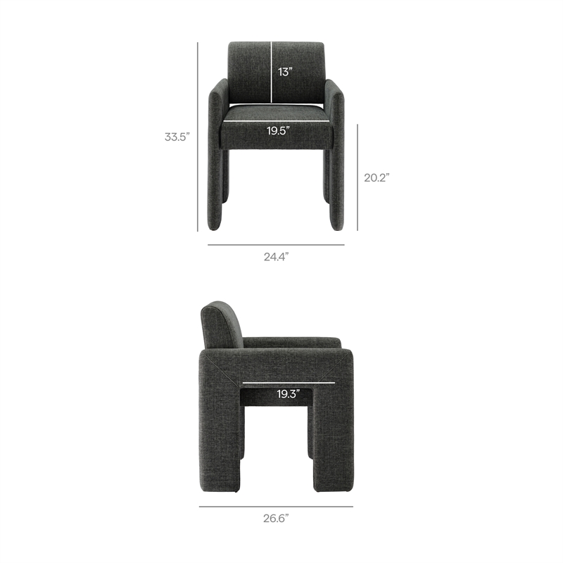 Daven Fabric Upholstered Dining Chair in Charcoal