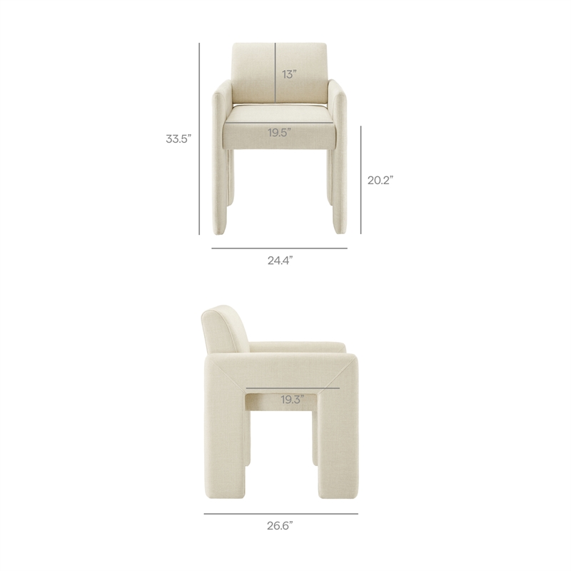 Daven Fabric Upholstered Dining Chair in Ecru