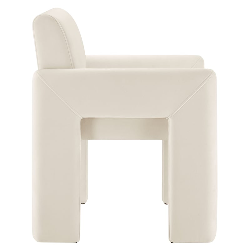 Daven Stain-Resistant Performance Velvet Dining Armchair in Alabaster