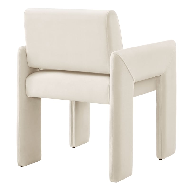 Daven Stain-Resistant Performance Velvet Dining Armchair in Alabaster