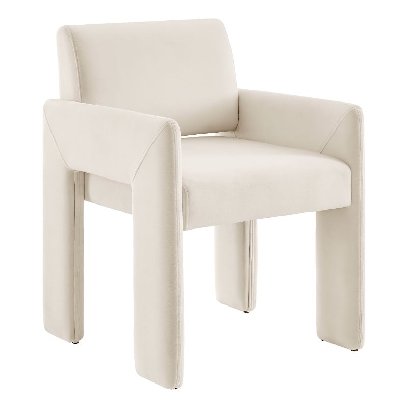 Daven Stain-Resistant Performance Velvet Dining Armchair in Alabaster