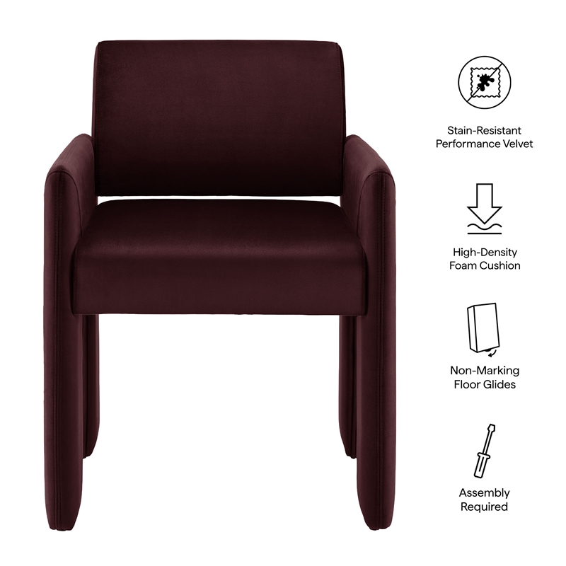 Daven Stain-Resistant Performance Velvet Dining Armchair in Mulberry