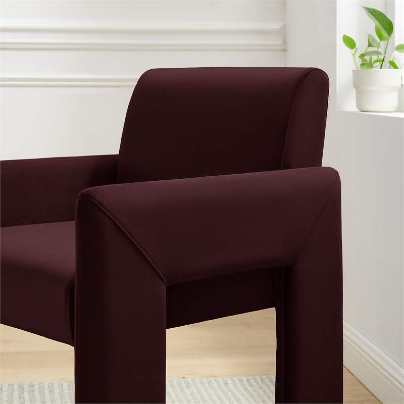 Daven Stain-Resistant Performance Velvet Dining Armchair in Mulberry