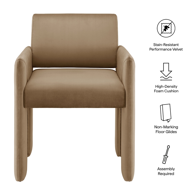 Daven Stain-Resistant Performance Velvet Dining Armchair in Taupe