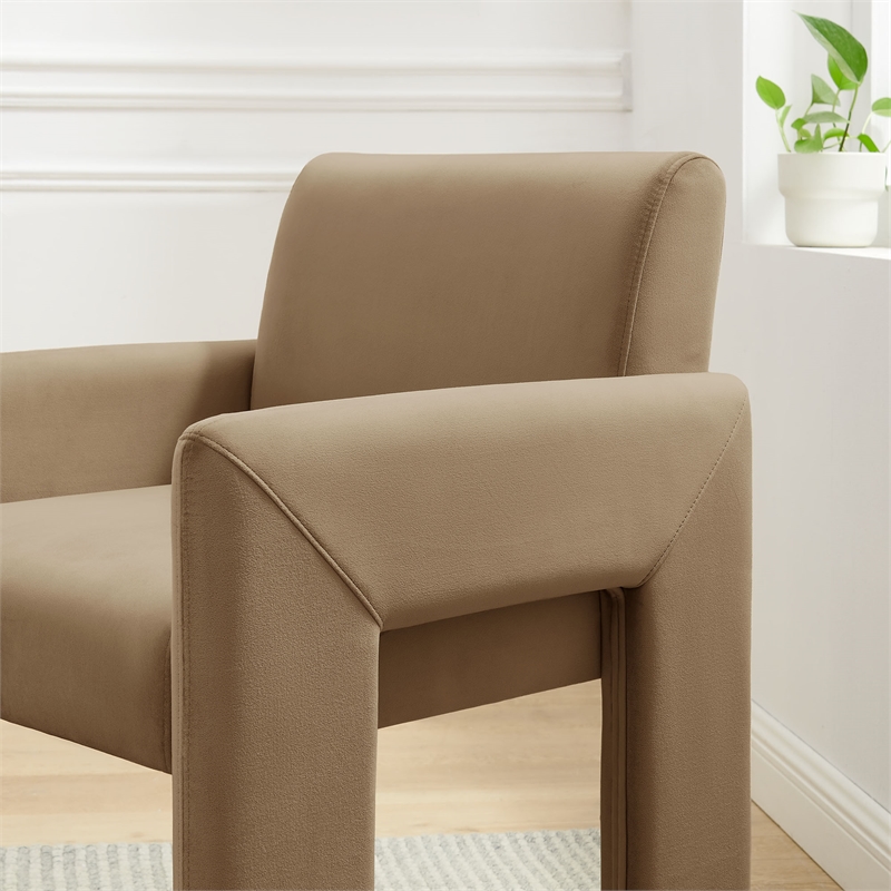 Daven Stain-Resistant Performance Velvet Dining Armchair in Taupe